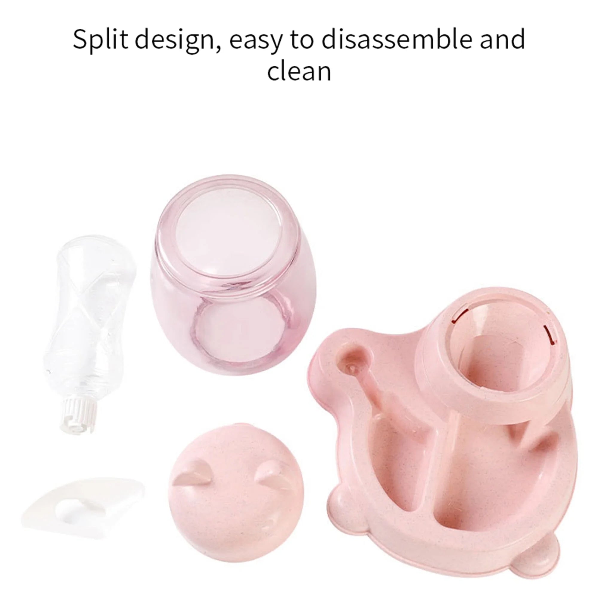 Automatic Dog Cat Feeder and Water Dispenser, Gravity Feeder Waterer, with Pet Food Bowl for Small Medium Puppy Kitten, Pink