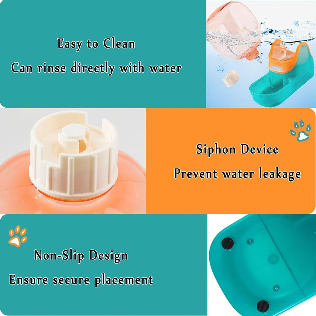 Dogs Cats Automatic Feeder,Small Medium Big Animals Automatic Pet Feeder Set Pet Automatic Water Dispenser and Food Bowl Set,3.8L (Orange and Green)