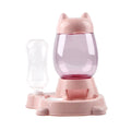 Automatic Dog Cat Feeder and Water Dispenser, Gravity Feeder Waterer, with Pet Food Bowl for Small Medium Puppy Kitten, Pink